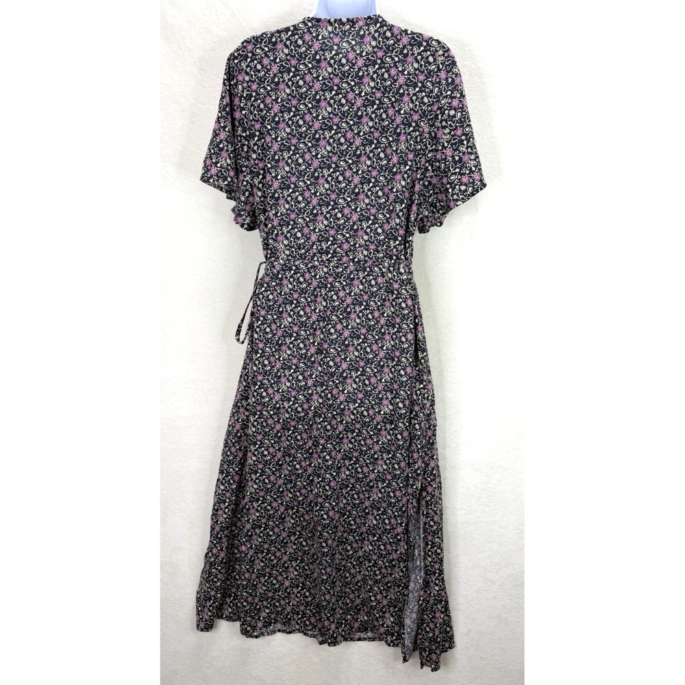 Marine Layer Purple Floral Emlyn Midi Wrap Dress Size XL Hemp Blend - Picture 5 of 11
